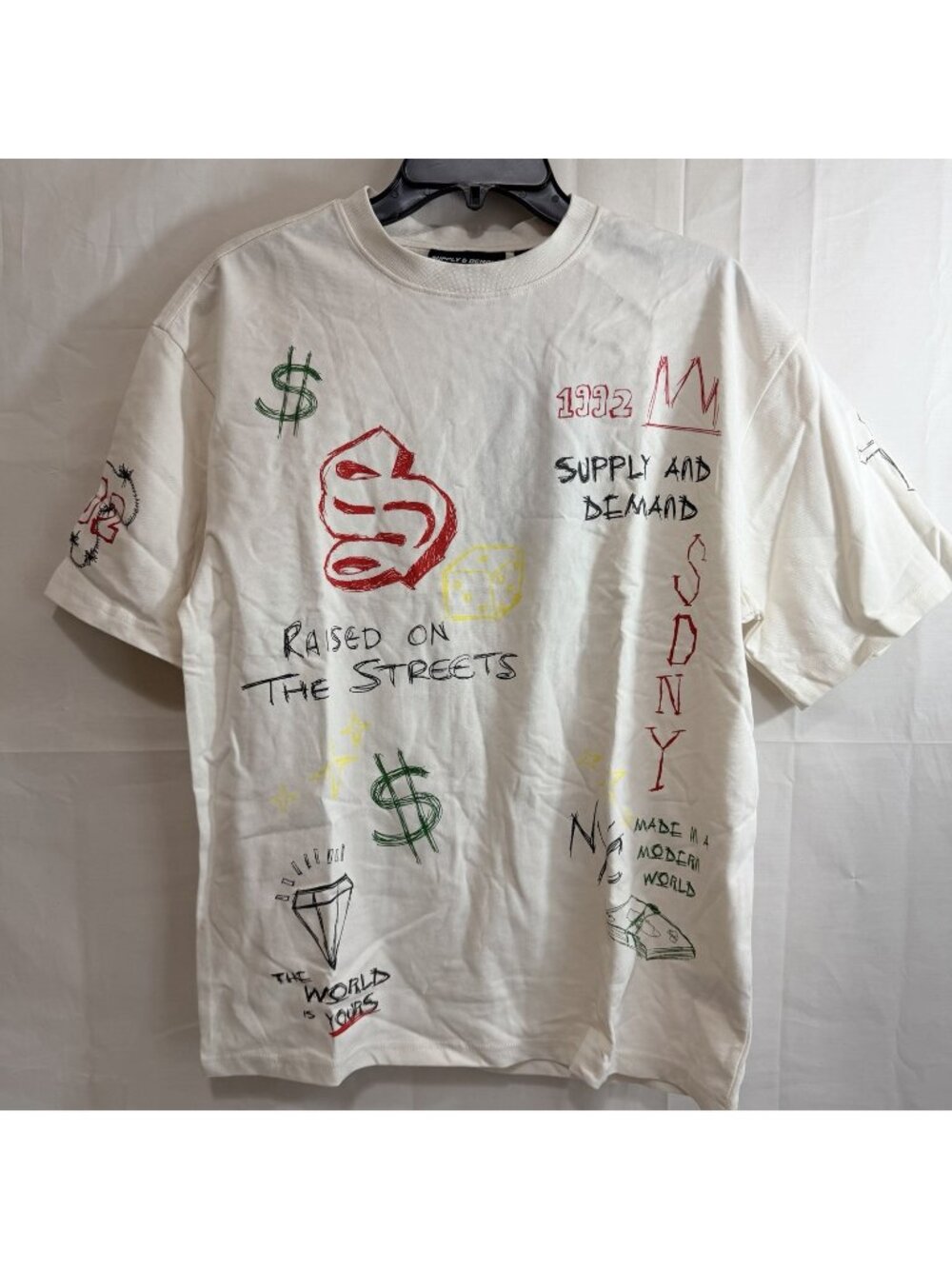Supply & Demand Mens Scribe T-Shirt Cream Large